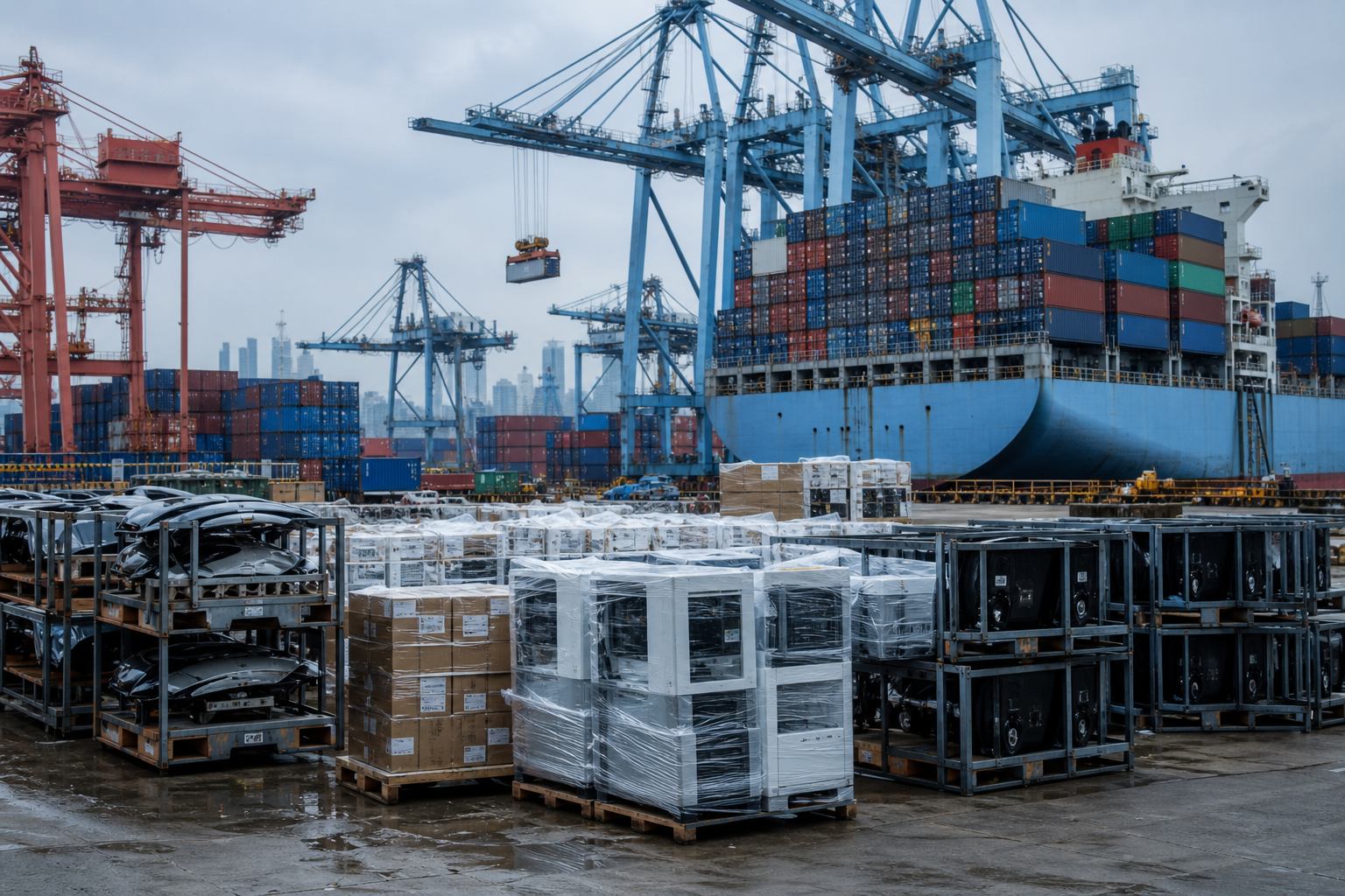 Chinese container port and export shipping suggesting manufacturing overcapacity
