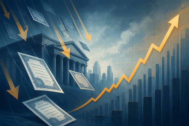 Falling bond prices and rising yields suggesting a government bond sell-off