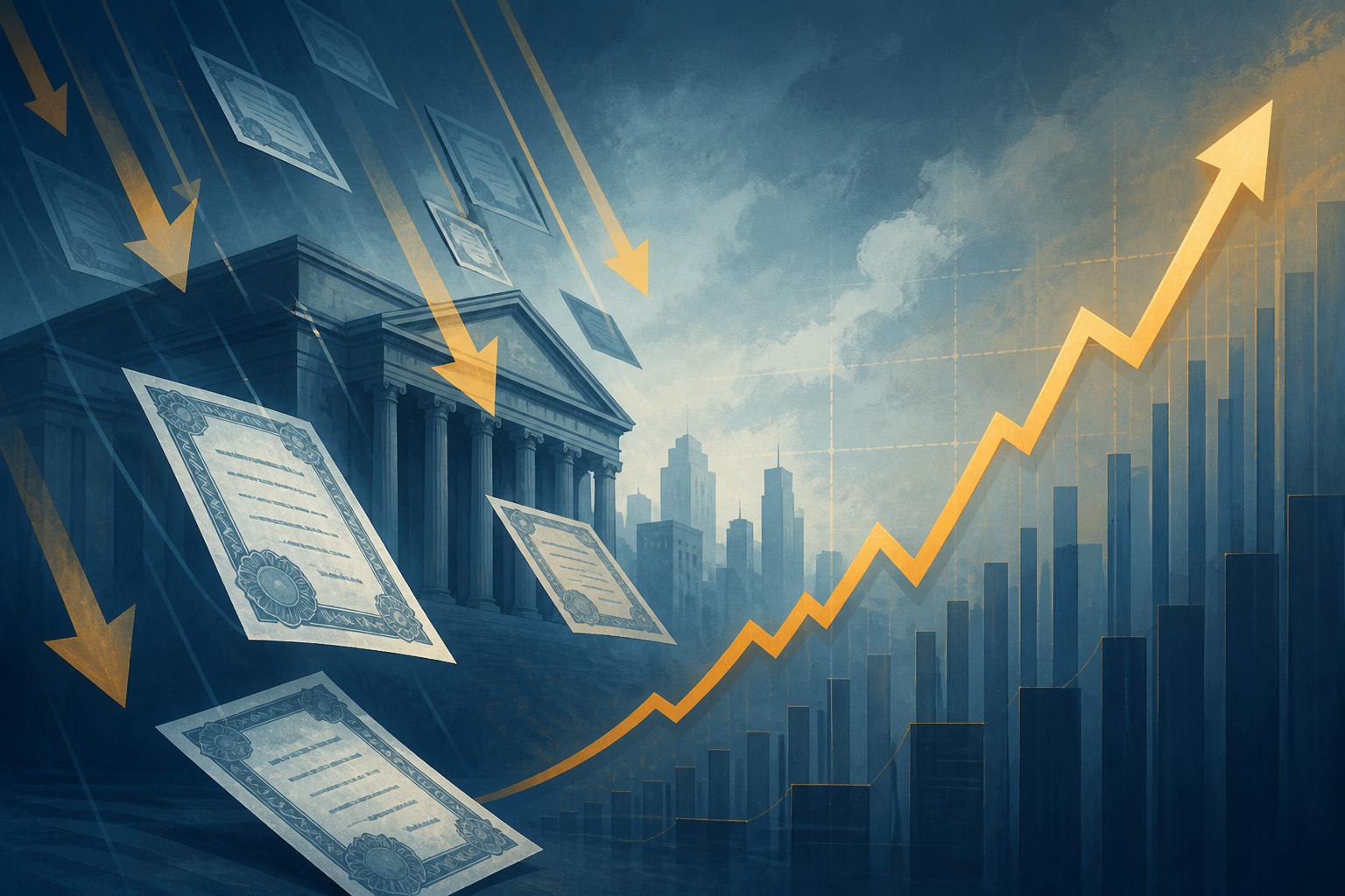 Falling bond prices and rising yields suggesting a government bond sell-off