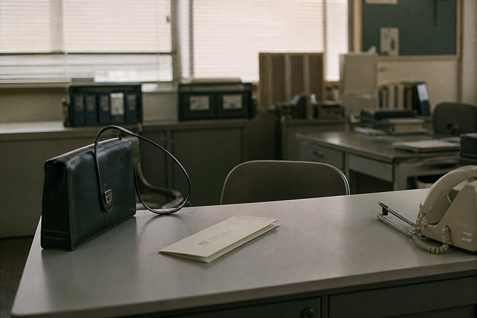 Quiet vintage office desk with a resignation letter suggesting forced retirement for women