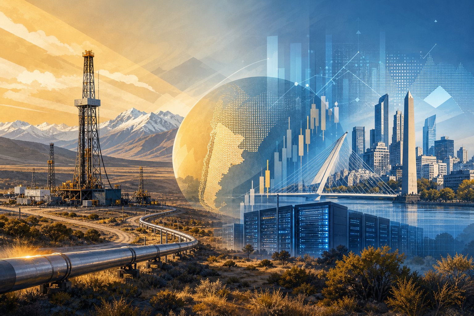 Energy infrastructure in Patagonia suggesting foreign investment in Argentina's oil and gas sector