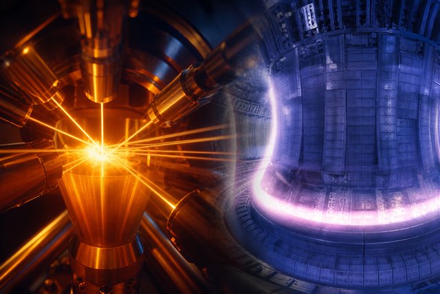 Laser fusion and tokamak plasma glow suggesting different measures of fusion success