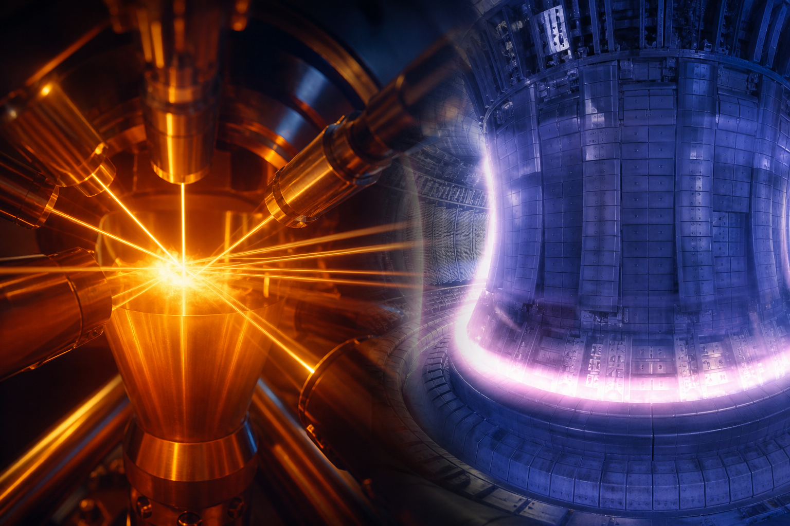 Laser fusion and tokamak plasma glow suggesting different measures of fusion success