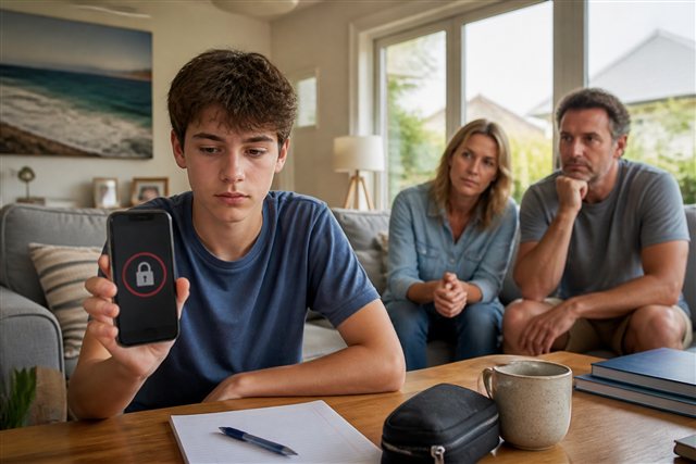 Teenager smartphone with restricted social media access suggesting Australia age limits