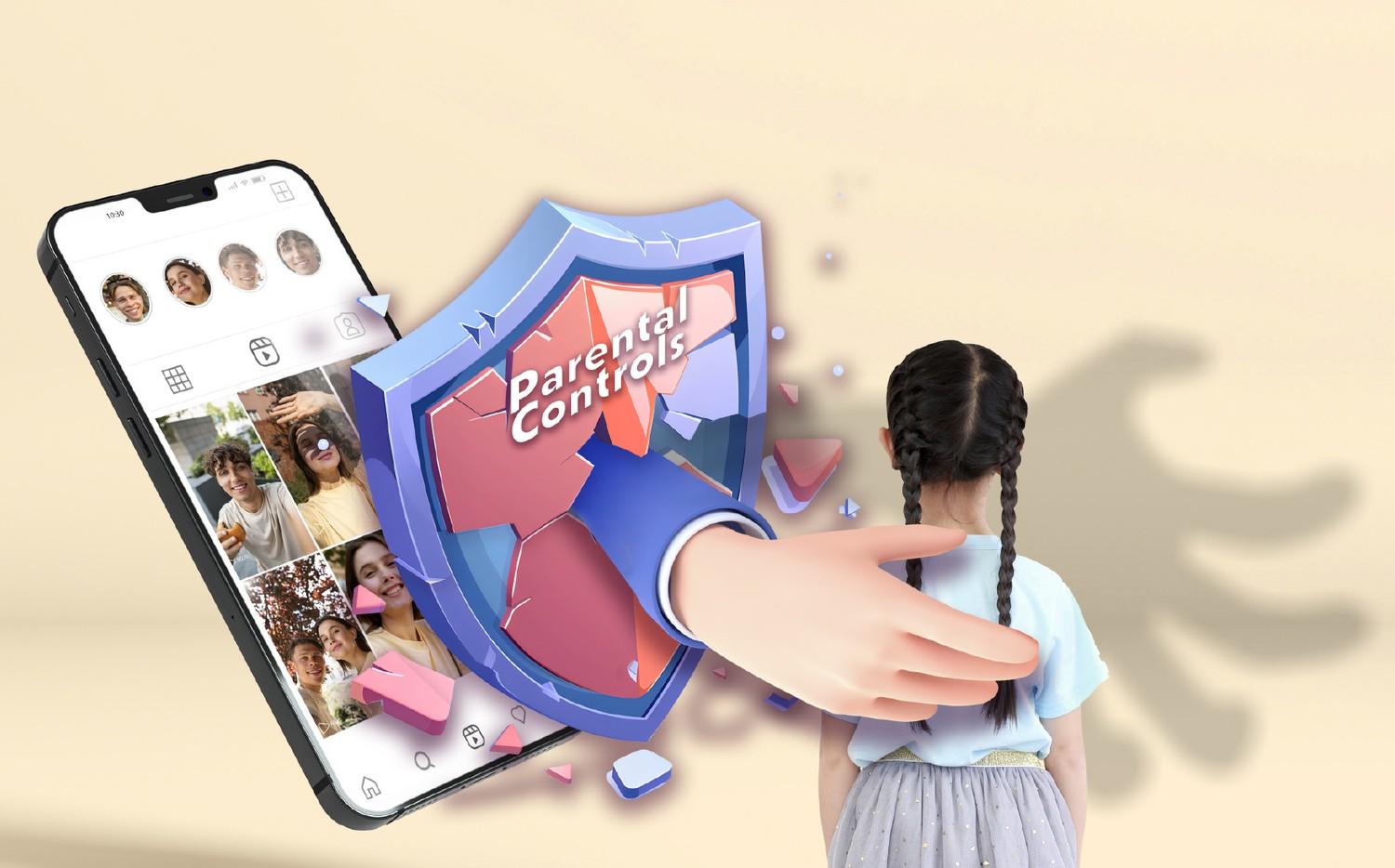 Child using a smartphone with social media apps