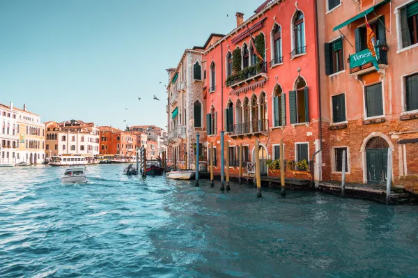 Venice canals and historic streets crowded with tourists